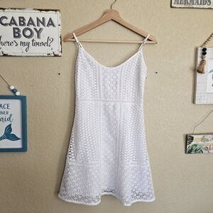 Abercrombie And Fitch XS Mini Dress Eyelet Floral Overlay Bridal Party Dress